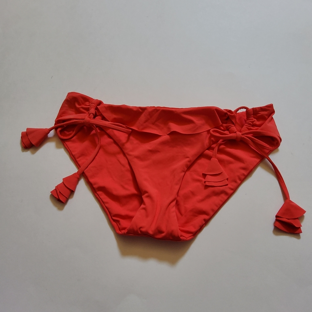 Becca by Rebecca Virtue Socialite Loop Ruffle Tie Side Hipster Bikini Bottom S